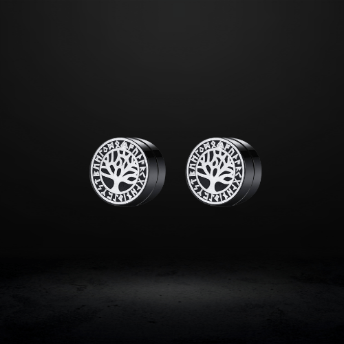 Aimant d'Oreilles Viking Attraction Éternelle Acier Inoxydable de Haute Qualité / Noir / 8mm*6mm
