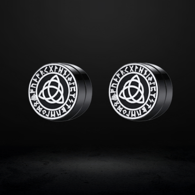 Aimants d'Oreilles Viking l’Équilibre Divin Acier Inoxydable de Haute Qualité / Noir / 8mm*6mm