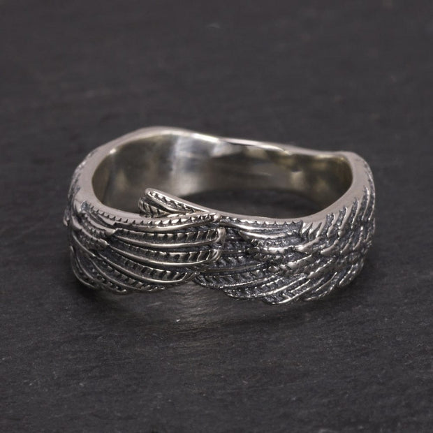 Bague Viking Ailes de Corbeau Argent Sterling 925 / Fermé / Petit / 6-8