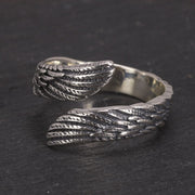 Bague Viking Ailes de Corbeau Argent Sterling 925 / Semi-Ouvert / Petit / 6-8