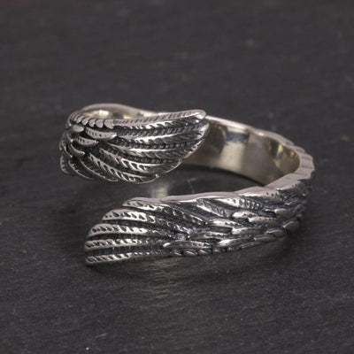 Bague Viking Ailes de Corbeau Argent Sterling 925 / Semi-Ouvert / Petit / 6-8