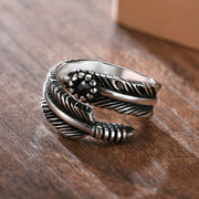 Bague Viking Plume de Valshamr Acier Inoxydable de Haute Qualité / Argent / 7