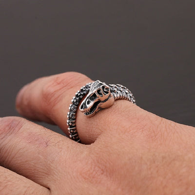Bague Viking Squelette du Dragon Fafnir Argent Sterling 925 / Argent / Ajustable
