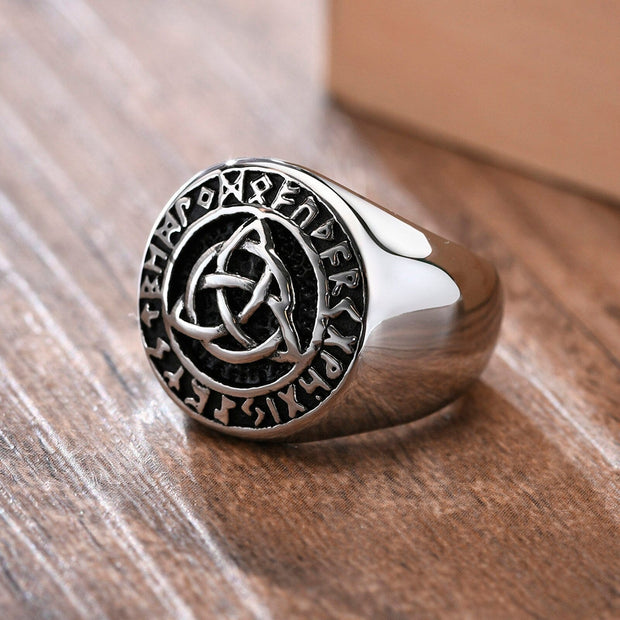 Bague Viking Triquetra Acier Inoxydable de Haute Qualité / Argent / 7