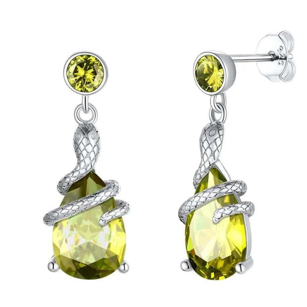Boucles d'oreilles Viking Le Puits d’Urd Argent Sterling 925 / 24.1mm*8.6mm / Vert Clair