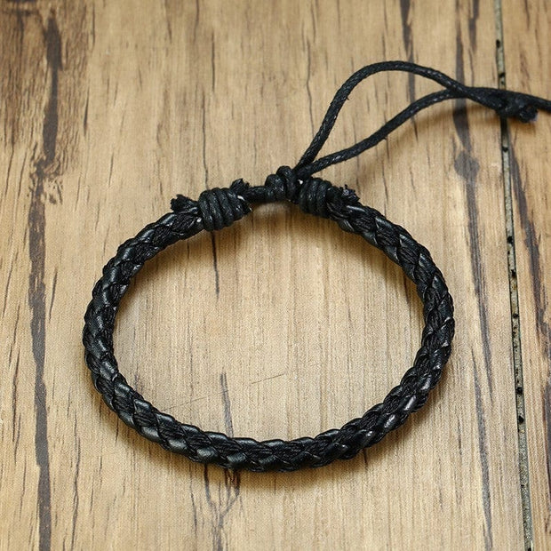 Bracelet Viking Cuir du Valhalla Cuir de Haute Qualité / Noir / Ajustable
