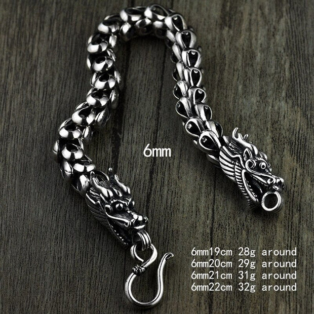 Bracelet Viking Fafnir et Nidhogg Argent Sterling 925 / 6mm / 18cm