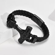Bracelet Viking Le Marteau de Thor Acier Inoxydable de Haute Qualité / 21cm / Noir