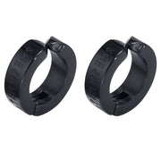 Clip d'Oreilles Viking Runes Ancestrales Acier Inoxydable de Haute Qualité / 4mm*13mm / 1 paire de boucle d'oreilles noir