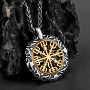 Collier Viking Amulette Solaire Argent / Acier Inoxydable de Haute Qualité / 55cm